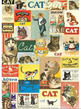Cats Cavallini Poster – Vintage Cats - 50x70cm - 20x28" Large Poster-Wall Print